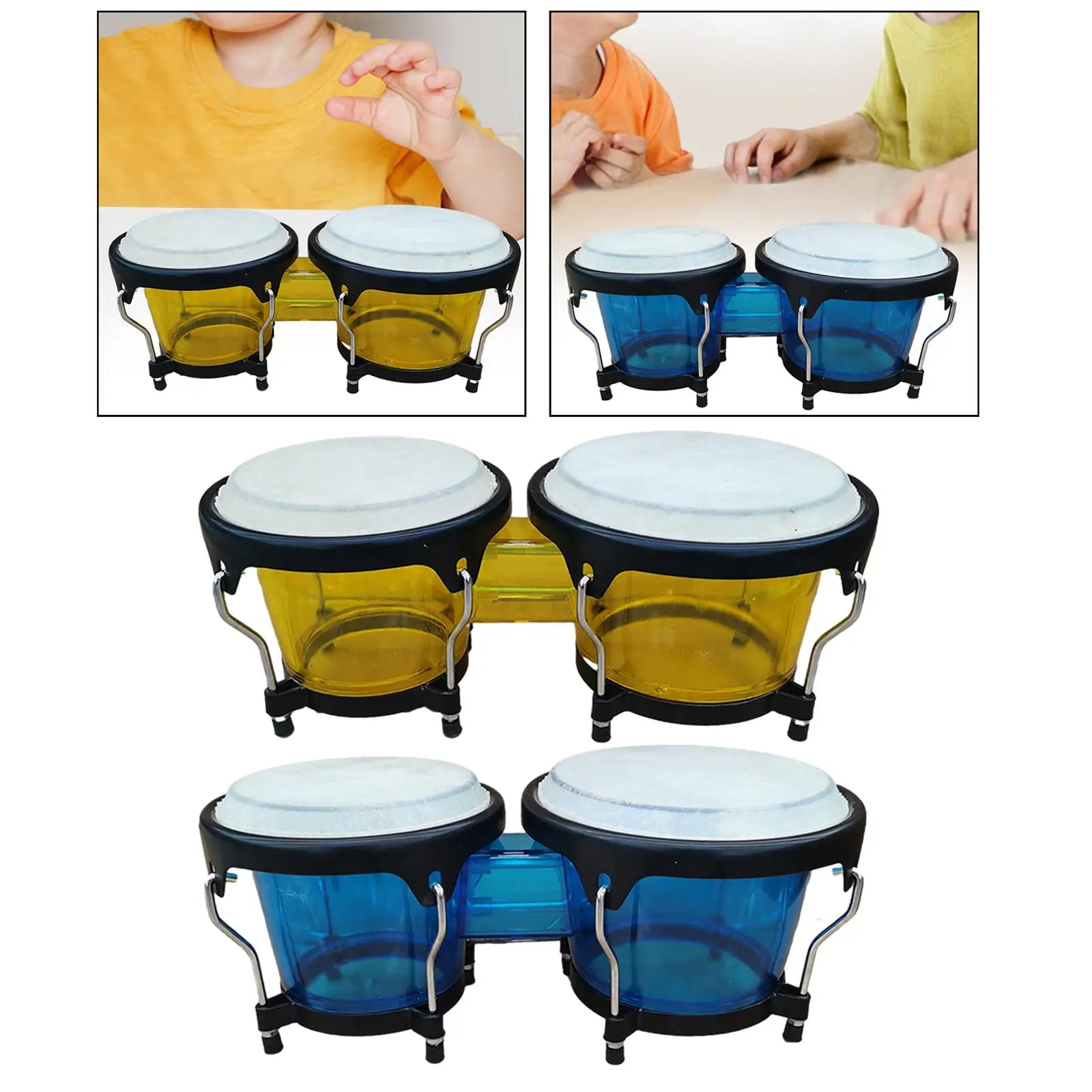 Percussion Bongos Drum Set, African Hand Drum, Early Educational Montessori 6 inch and 7 inch for Holiday Gifts ,Beginners