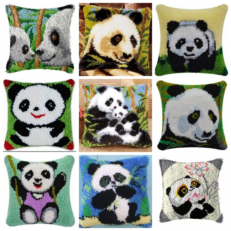 

Panda Cushion Smyrna Button Package Latch Hook Throw Pillow Embroidery Pillow Foamiran For Needlework Pillow Embroidery Set