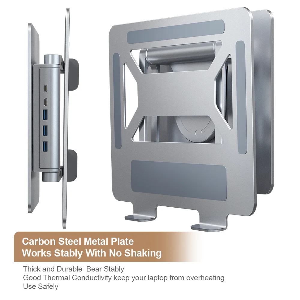 휴대용 금속 알루미늄 합금 4in1 게이머 노트북 베이스 지지대 접이식 홀더 조절 가능한 회전형 노트북 USB 스탠드 허브