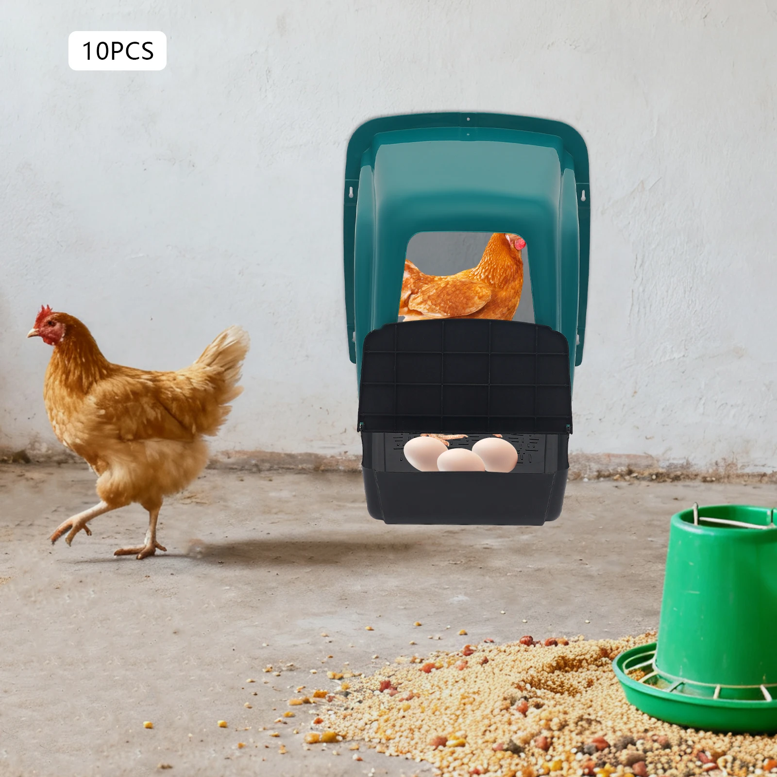 10 Stück Nistkästen für Hühnerhäuser mit Eierablage-Deckel zum Verlegen von Eiern, 20 kg Tragfähigkeit, Hähnchen-Nistkasten für den Bauernhof – Detail 1