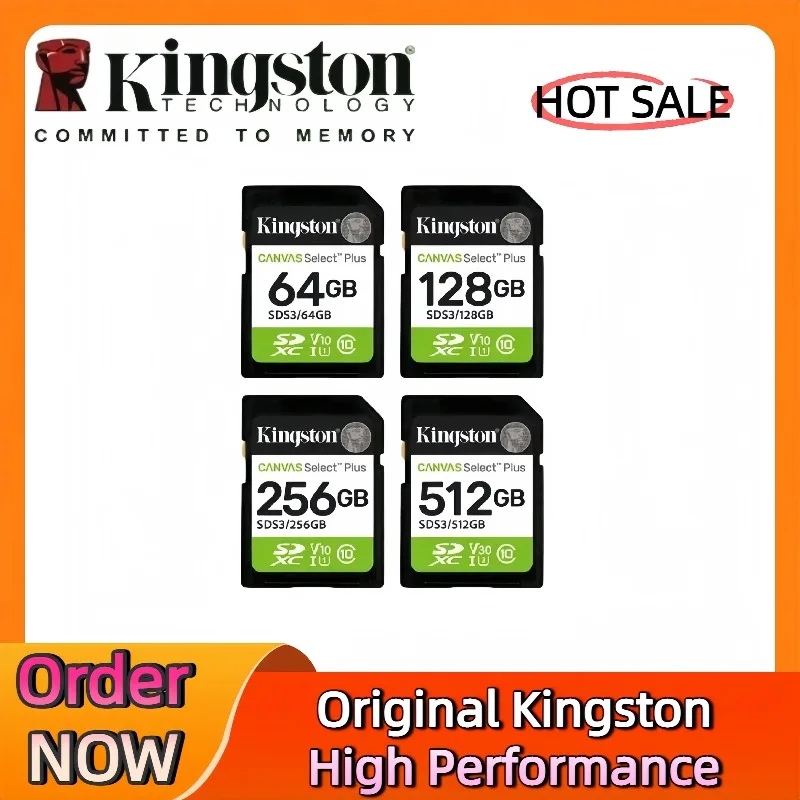 2026 NEW Kingston 100MB/s Read SDS2 SD Card Canvas Select Plus Class10 32-256GB Portable Flash Storage Card For Camera