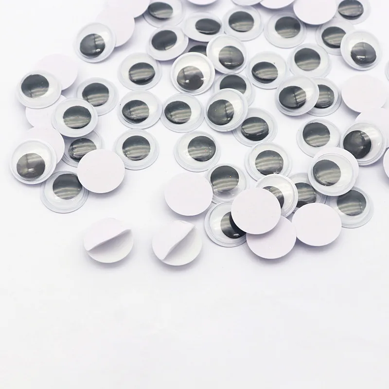 100pcs Black and White Active Eyes Handmade with Adhesive 6-15mm Kindergarten Creative Production Materials Active Eye Stickers