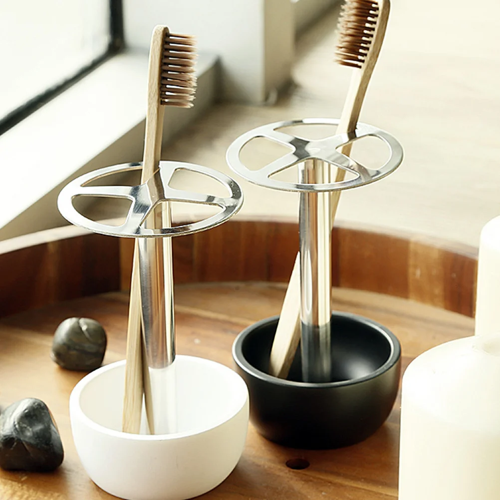 

Stainless Steel Toothbrush Rack Black Standing Storage Holder Drain Makeup Brush Bathroom Accessories Organizer