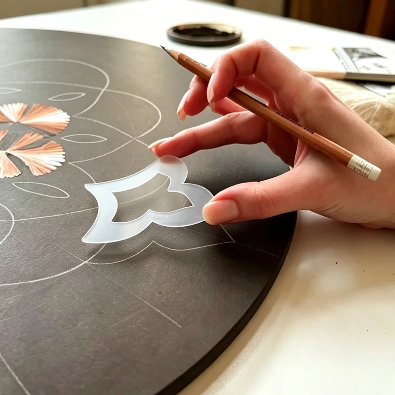 YOMDID 42-teiliges transparentes PET-Mandala-Schablonen-Set zum Selbermachen, Kunsthandwerk-Schablone mit 14 Grundmustern in 3 Größen, perfekt für Punktmalerei – Detail 6
