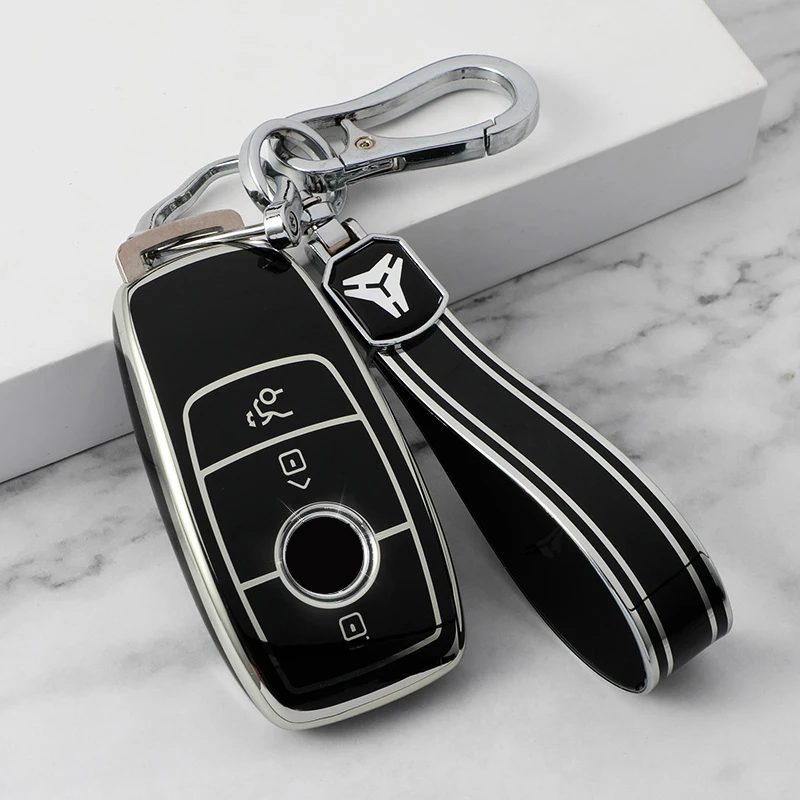 3/4 Button For Mercedes Benz A C E S G Class GLC CLE CLA GLB GLS W177 W205 W213 W222 X167 AMG Car Key Case Cover Shell Keychain