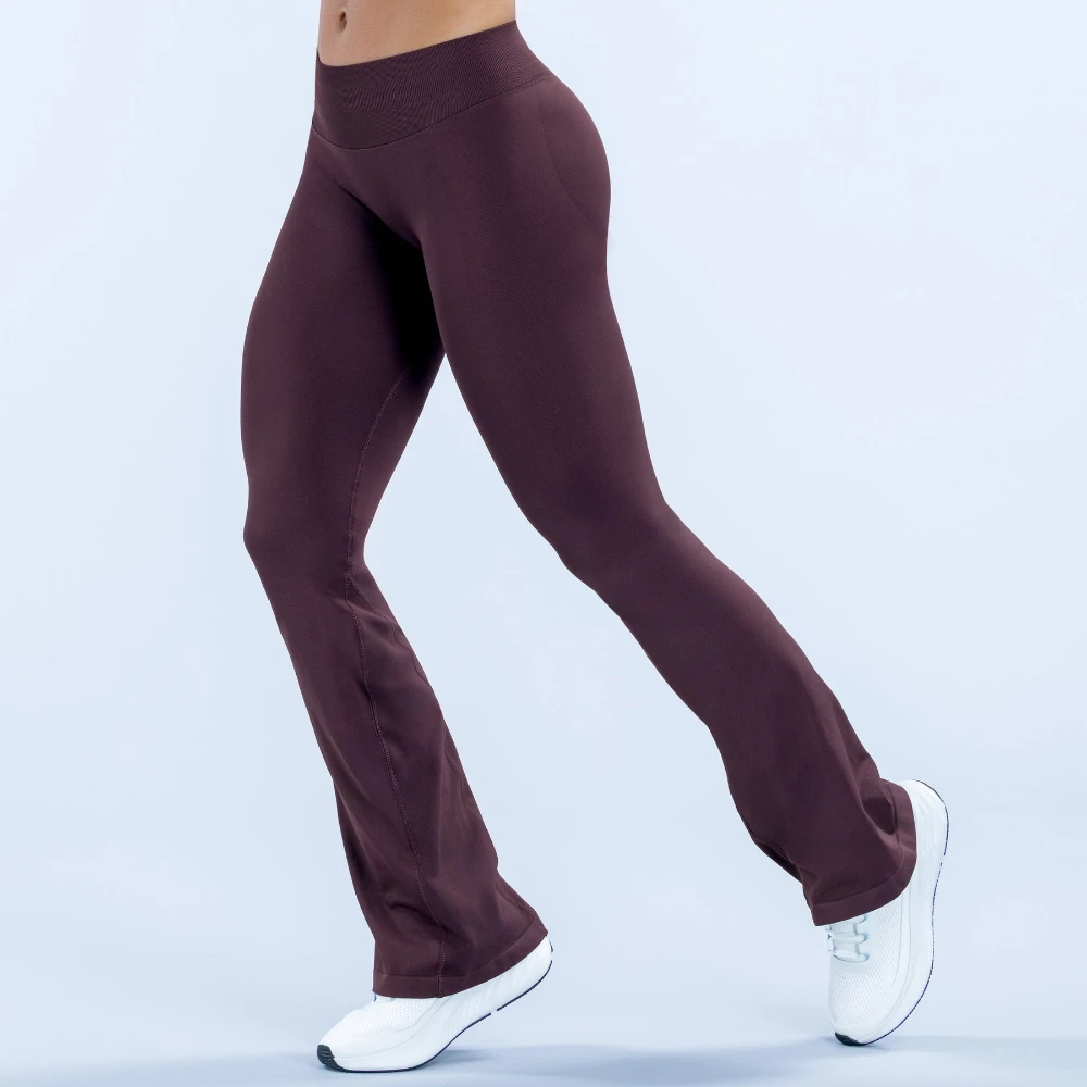 Flares Scrunch Booty Leggings für Damen, Nahtlose Yoga-Hose, Hochgeschnittene Schlaghose, Squat-Proof Sport-Tights, Workout-Hose – Detail 18