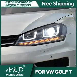 Vw Golf 7 2013-2017 mk7用カーヘッドライト,drl hella led biキセノン電球,フォグライト,カーアクセサリーゴルフ7ヘッドランプ  - AliExpress