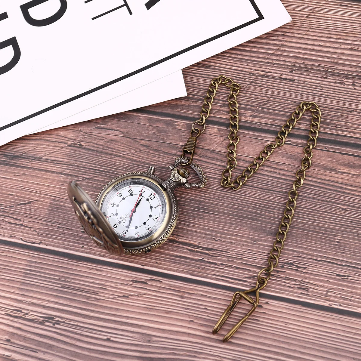 

1pc Vintage Pocket Watch Brown Locomotive Design Creative Clothes Decorative Timepiece For Men Women Gift Retro Style