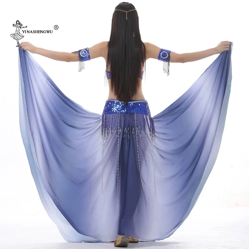Traje de danza del vientre para mujer, falda de Color degradado, ropa de actuación de danza del vientre, falda oscilante grande, falda gitana de la India, Ropa de baile