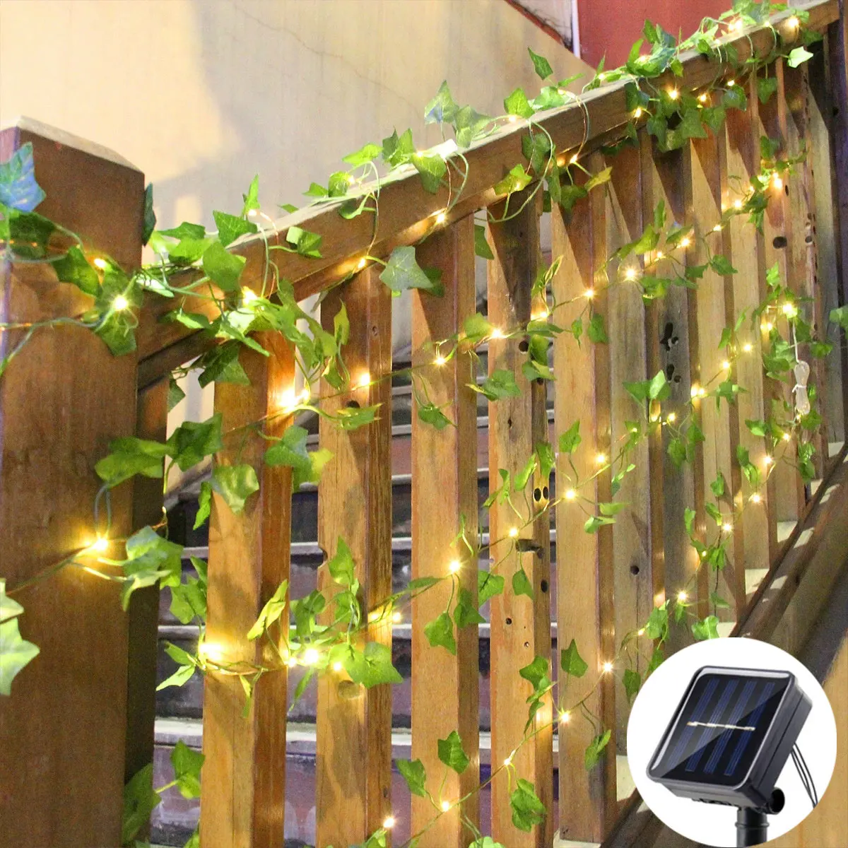 

Solar Power Artificial Leaf Plants Light String Wedding Fairy Garland for Outdoor Garden Patio Fence Holiday Party Decoration