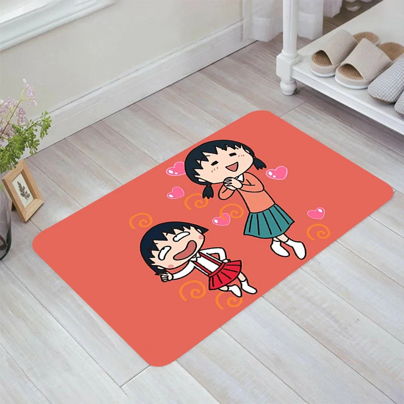 C-Chibi Maruko Chan Cartoon Floor Mat Room Mats Rugs Carpets Balcony Carpet Entrance of House Home Kitchen Rug Foot Doormat Door