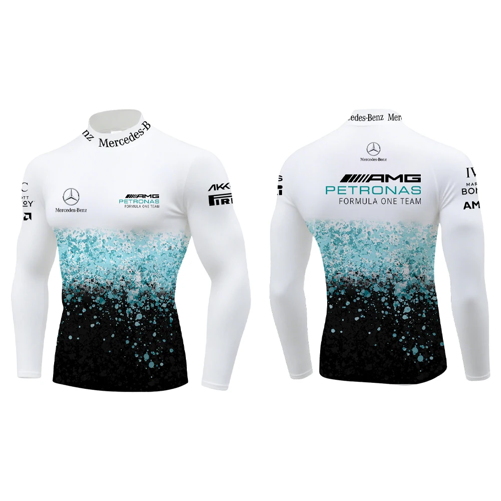 Новинка 20%, мужская спортивная футболка Mercedes AMG F1 Team с высоким воротником и длинными рукавами, градиентная струйная стильная гоночная велосипедная спортивная футболка Новинка 20%, мужская спортивная футболка Mercedes AMG F1 Team с высоким воротником и длинными рукавами, градиентная струйная стильная гоночная велосипедная спортивная футболка