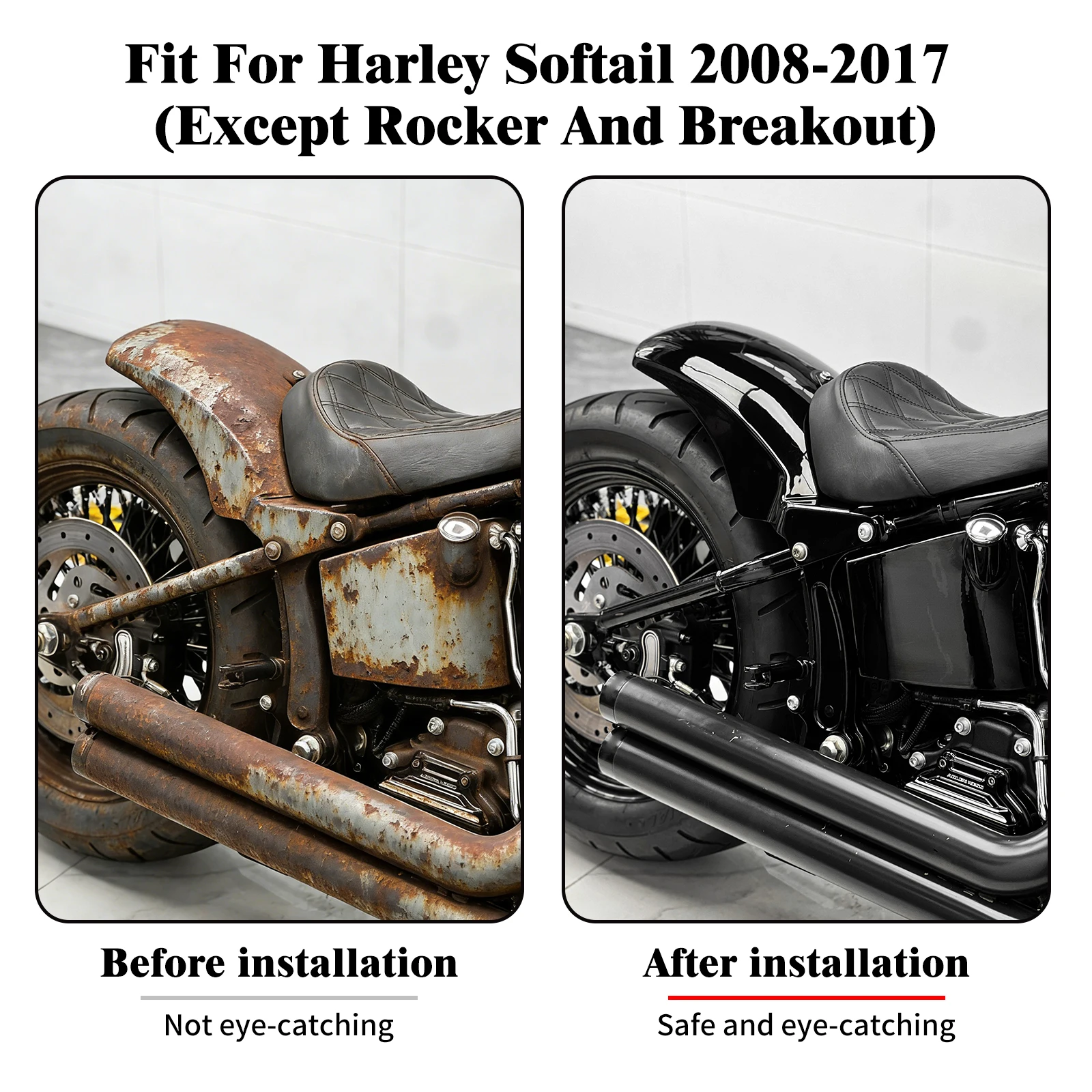 Motorrad-Heckfender Kurzer Schmutzschutz Spritzschutzabdeckung für Harley Softail Fat Boy Low Rider Street Bob Slim Heritage 08-17