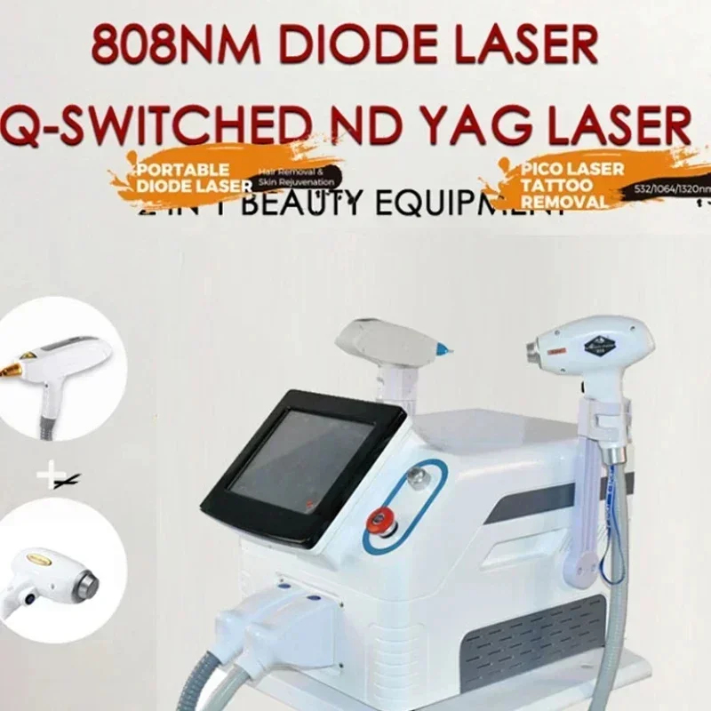 Multi-function 2 in 1 apparatus 755nm 808nm 1064nm triple diode laser hair removal and nd yag laser tattoo removal