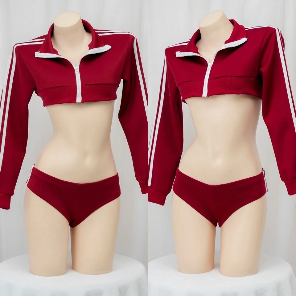 

Сексуальный укороченный топ с гимнастическим трико, одежда для выступлений с длинными рукавами, обнимающая фигуру, костюм для танца живота в стиле аниме для ролевых игр