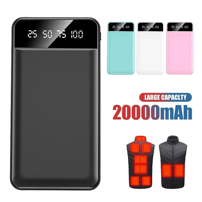 30000mAh Mini Power Bank Fast Charging Portable Charger External Battery Pack Dual USB For  Heating Vest Jacket Socks Phone