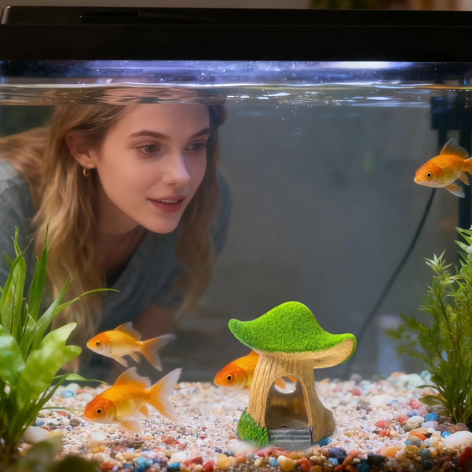 Fish Tank Mushroom Resin Under Water Landscape Fish Tank Mushroom Decoration For Living Room Bedroom Study Room Restaurant