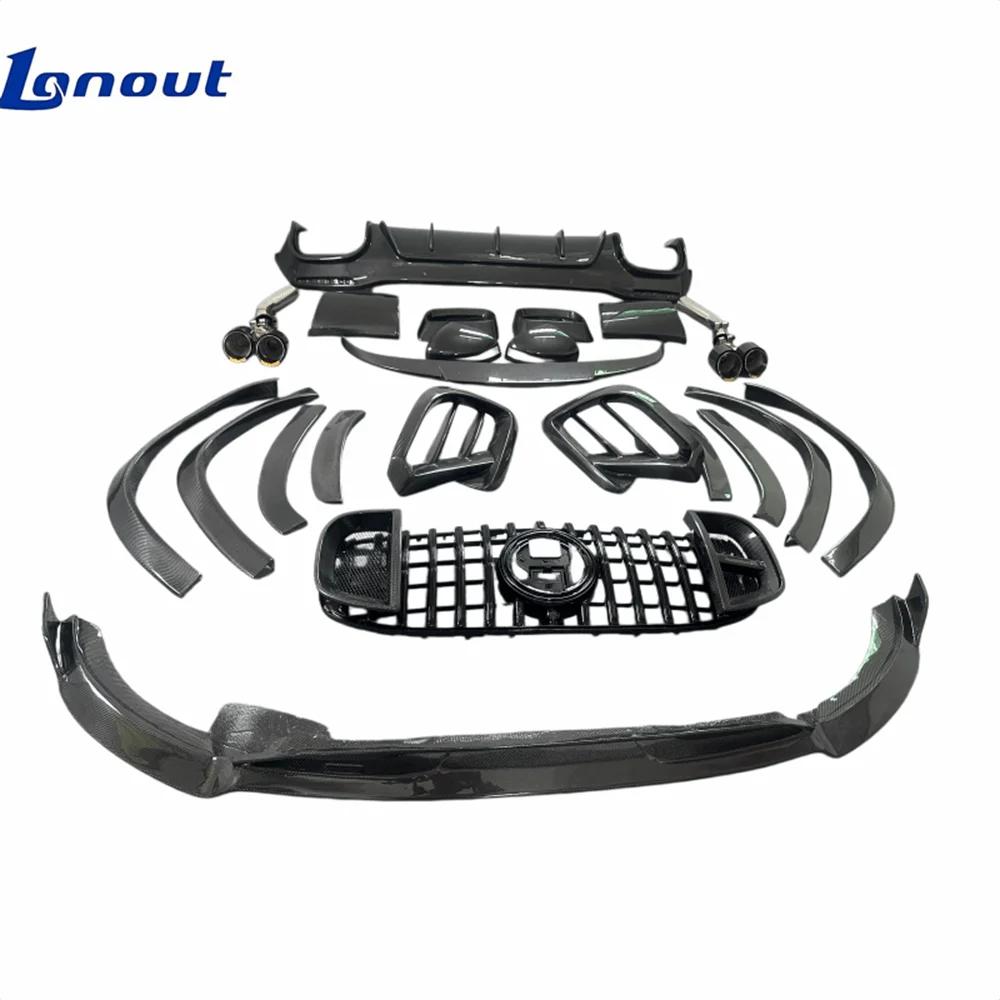 Modified B-style Carbon Fiber Small Surround Body Kit for forfor  mercedes GLS63, Front Lip, Rear Diffuser, Rear Spoiler