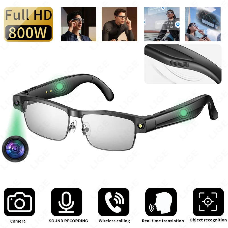 8MP HDCamera Glasses AI Smart Glasses Camera Video Recording Music Call Bluetooth Sunglasses Translation Glasses for Android iOS
