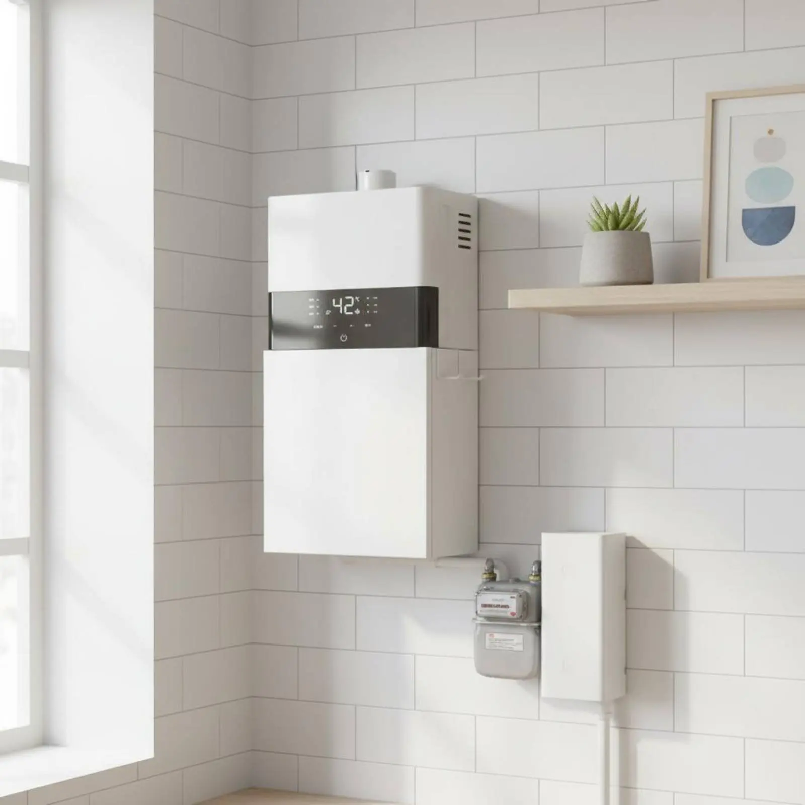 

Water Heater Pipe Cover Removable Wall-Mounted Pipe Concealer Easy-Mount Utility Rack Sturdy-Duty Household Storage for Renters