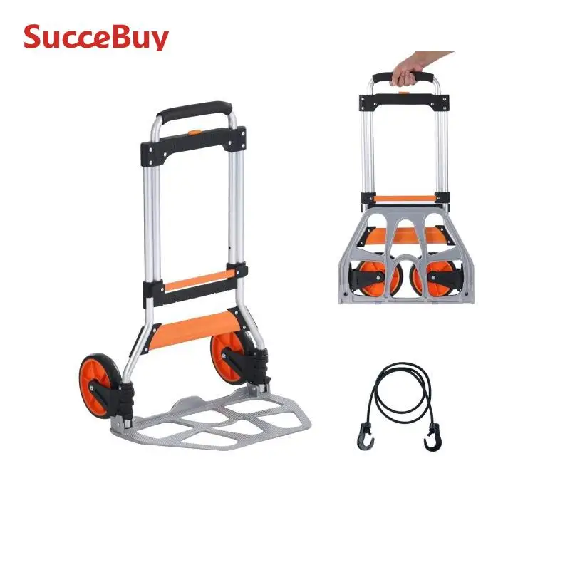 SucceBuy 176/275/309 رطل شاحنة يدوية قابلة للطي عربة محمولة دوللي مع مقبض تصغير وحبل ربط لنقل المستودعات