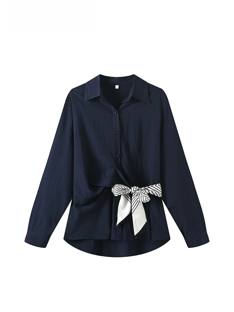 

Женская рубашка CaraCLUB большого размера с длинным рукавом и воротником, новинка ранней весны, повседневный дизайн, топ для полных женщин