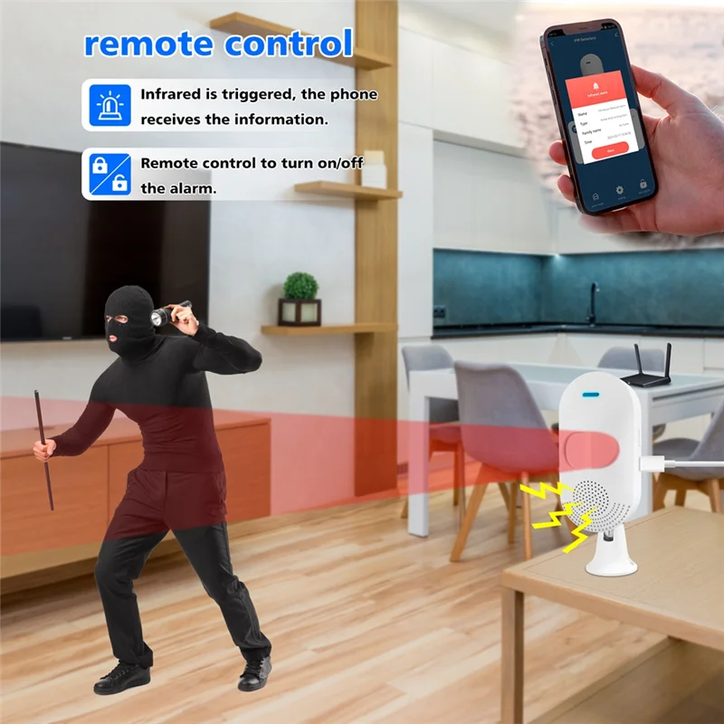 A81M New Wifi Sound And Light Alarm Infrared Detector PIR Motion Alarm Sensor Smart TUYA APP Remote Notification Security System