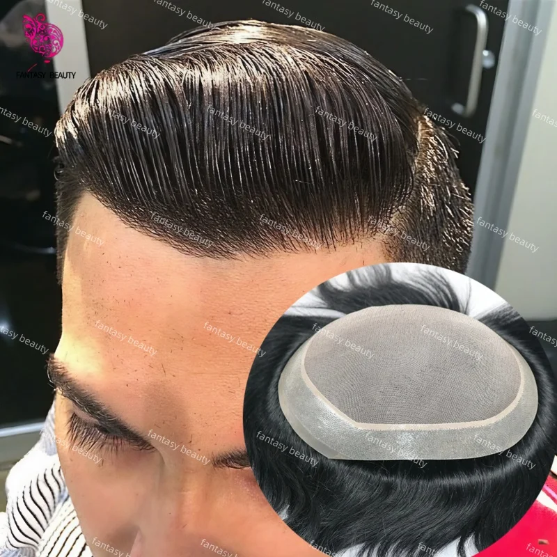 

30MM Curly /Straight Hair Hairstyle Toupee Afro Man European Human Hair Fine Mono Lace Man Capillary Prosthesis System For Male