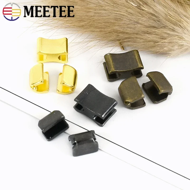 Meetee 20/50Sets Metal Zipper Stopper for 3# 5# 8# 10# Zips U Code Non-slip Zippers Upper Stop Tail Clip Buckle Zip Repair Kit