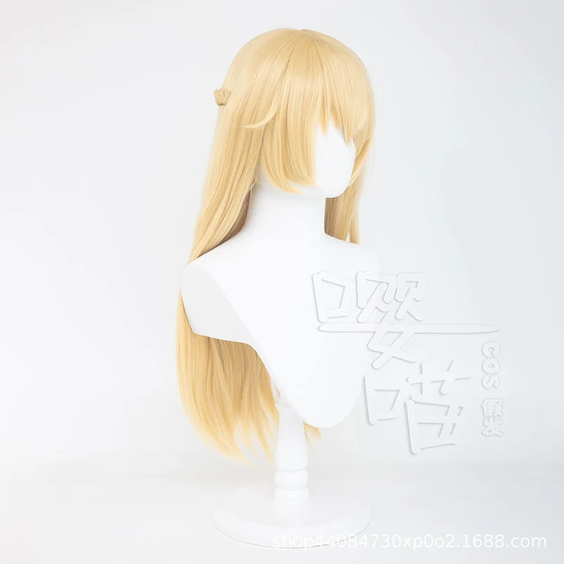 Fischl Cosplay Wig Game Genshin Impact 80CM Gold Heat Resistant Synthetic Hair Anime Cosplay Mondstadt Fischl Wigs Halloween Wig