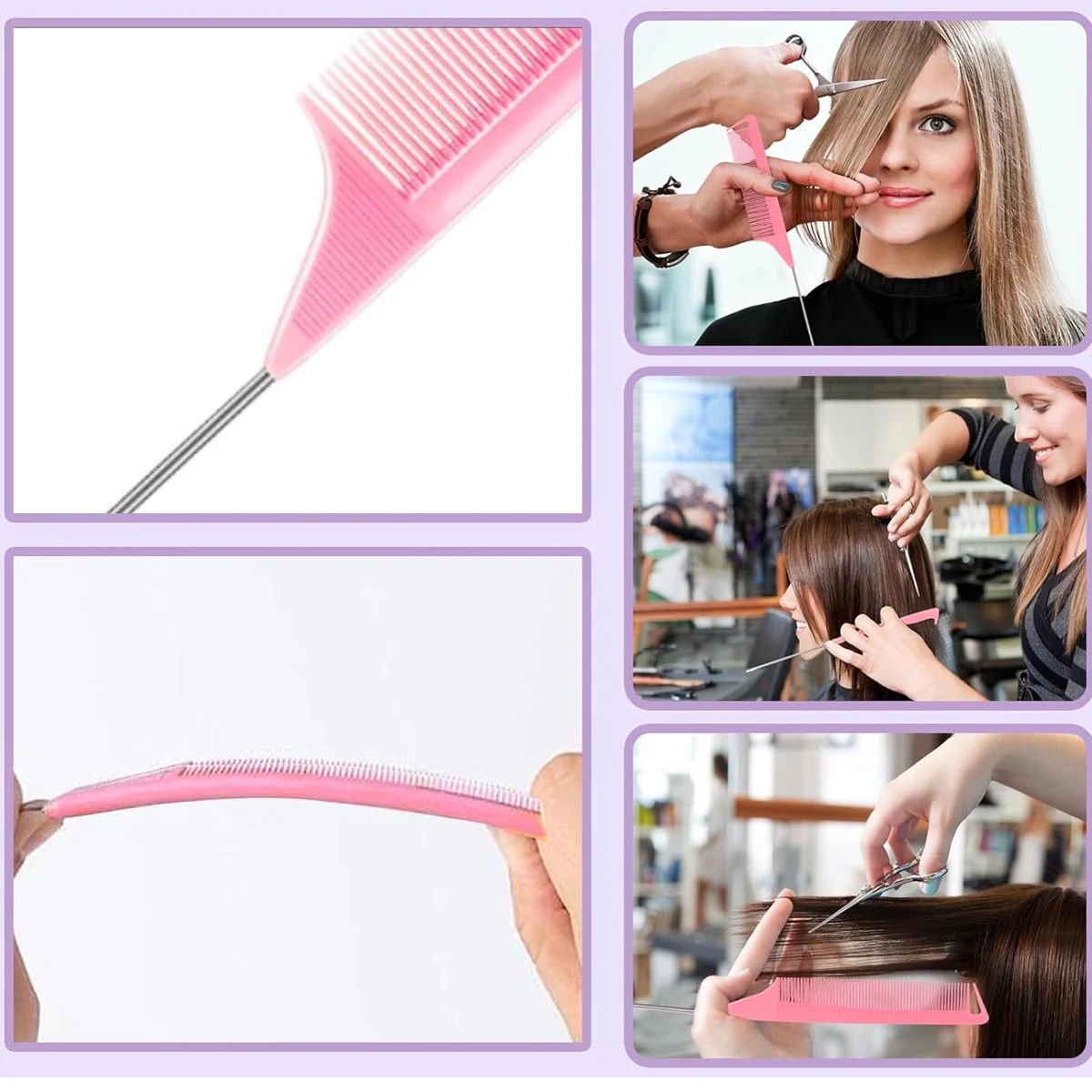 

20 шт., оптовая продажа, расческа для волос с пробором для косичек, парикмахерские расчески из нержавеющей стали для дразнящих волос