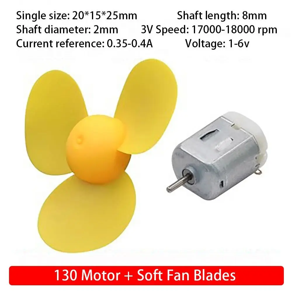 1Set Durable with Wired 130 Small Motor Kit DC Mini Micro Four Wheel Drive Motor Rotor Speed 18,000RPM 4WD 72MM Propeller