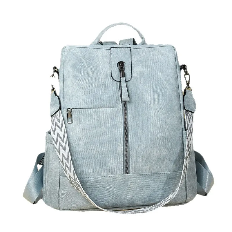 2024 Black White Backpack Women Trendy Gothic Travel Bag Large Capacity Roman Cross Shoulder Purse Soft Leather Vintage