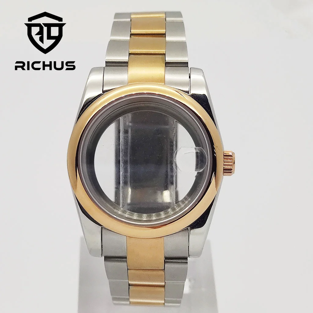 

RICHUS 36/39mm Rose Gold Case Ands Brushed Strap Fit NH35 ETA2824 PT5000 Miyota8215-DG Movement Watch Accessories