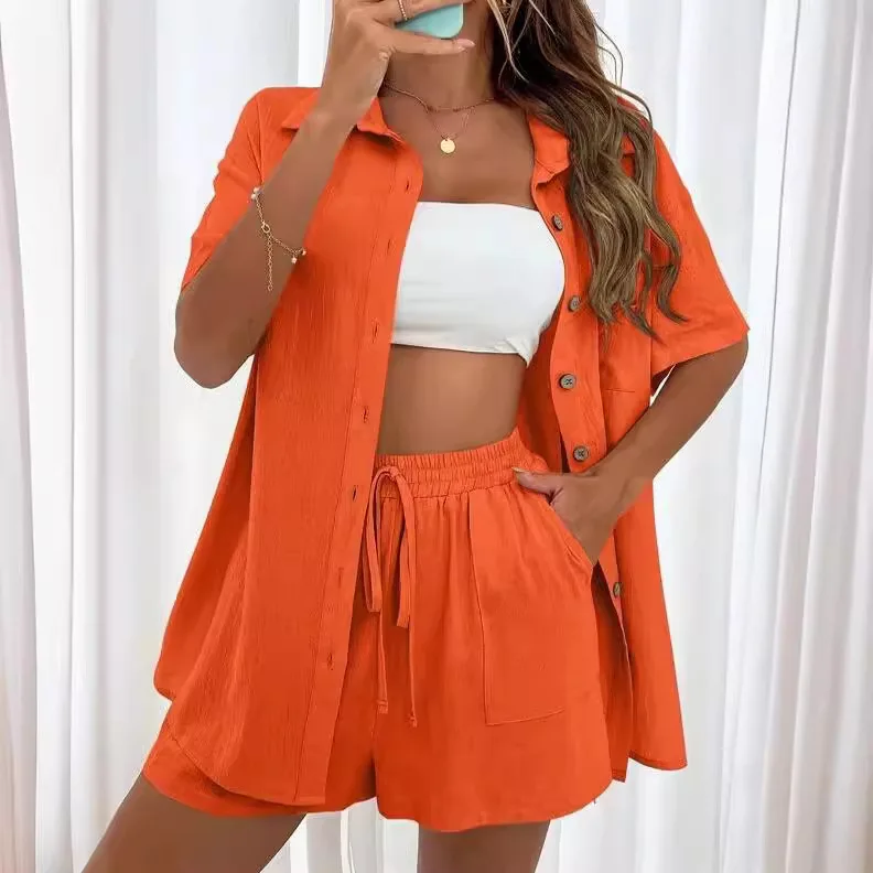 

Faionable Loose Casual ort Sve Женский наряд Лето 2025 Pure Color irt Set ort orts Комплект из двух предметов для женщин