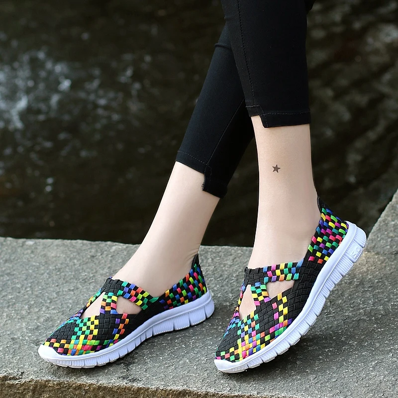 2021 Spring women flats shoes women woven shoes flat sneakers shoes ballet flats female multi eva loafers ladies shoes 569