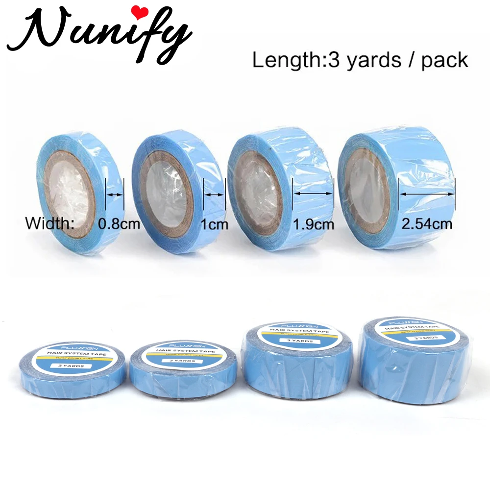 

2.54Cm 3 Yards Blue Color Strong Lace Front Support For Wig Toupee 0.8Cm Double Sided Adhesive Hair System Tape 1Cm