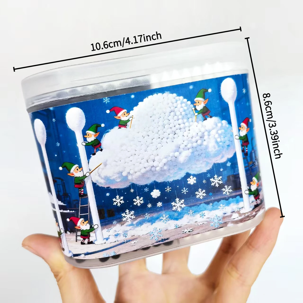 300개 크리스마스 드워프 테마 면봉, 양면 흑백 면봉, 축제 선물 면봉