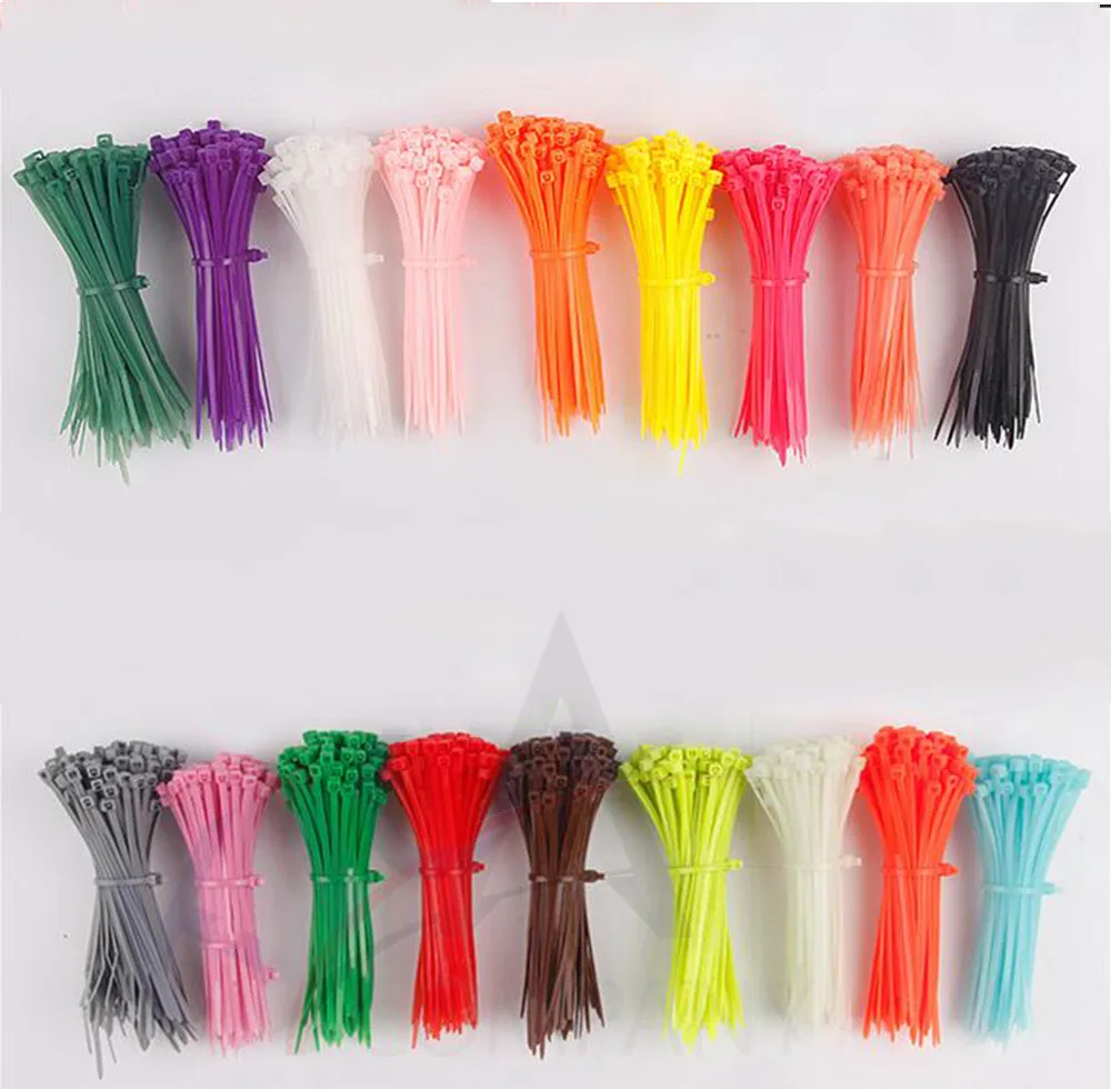 100pcs Self-locking Nylon Cable Ties 18 color Plastic Zip Tie  wire binding wrap straps   3*100