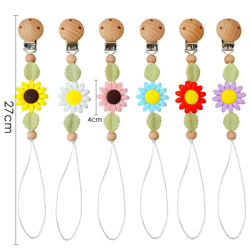 

Flower Pacifier Clip Chain, BPA Free Silicone Daisy Sunflower Teething Soother
