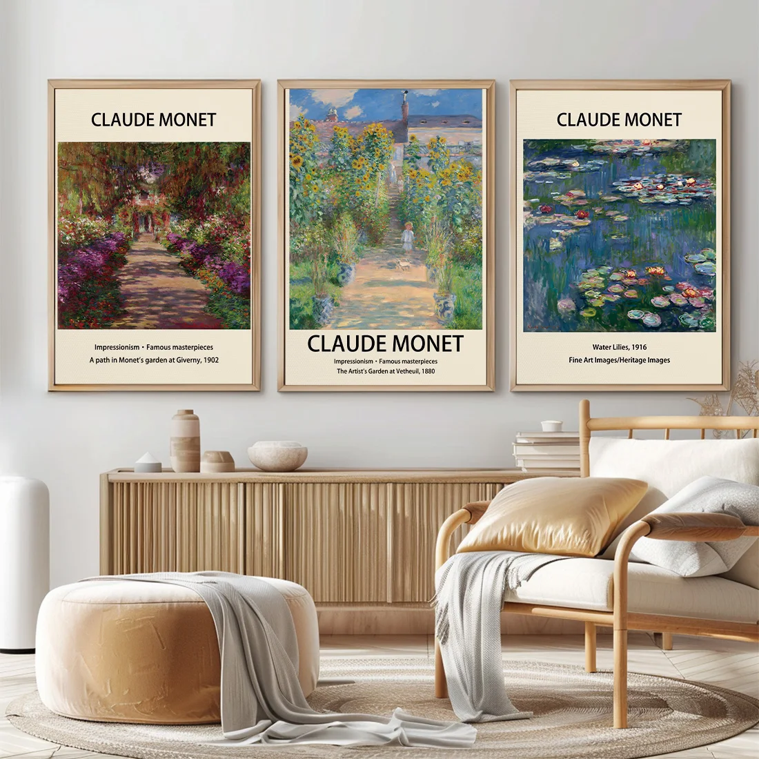 3pcs Wall Art HD Canvas Poster Print Home Bedroom Living Room Decoration Claude Monet Egon Schiele Jan Davidsz