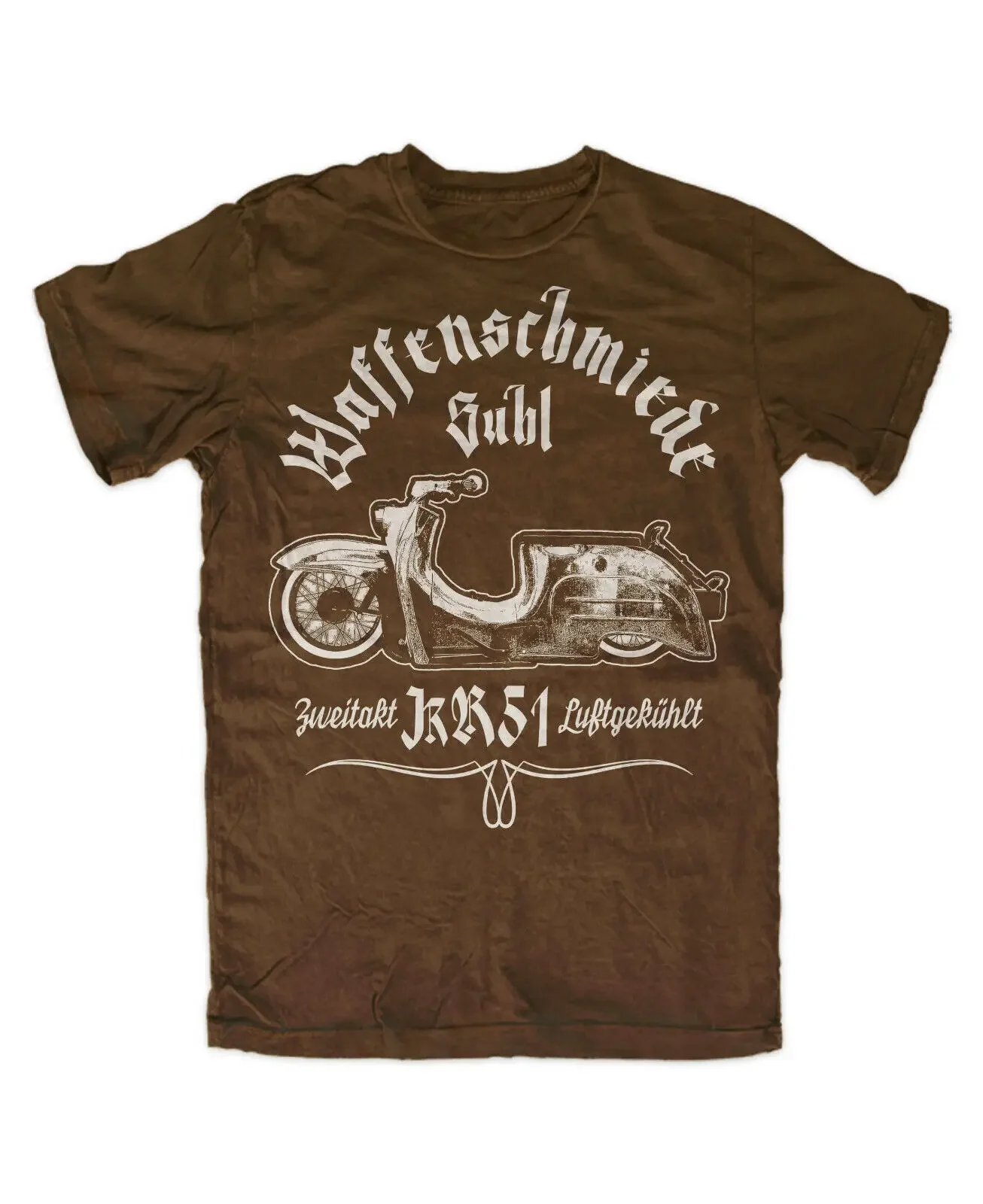 Gunsmith Suhl Schwalbe T Shirt Brown KR51 Roller Moped Funny Simson Staarr