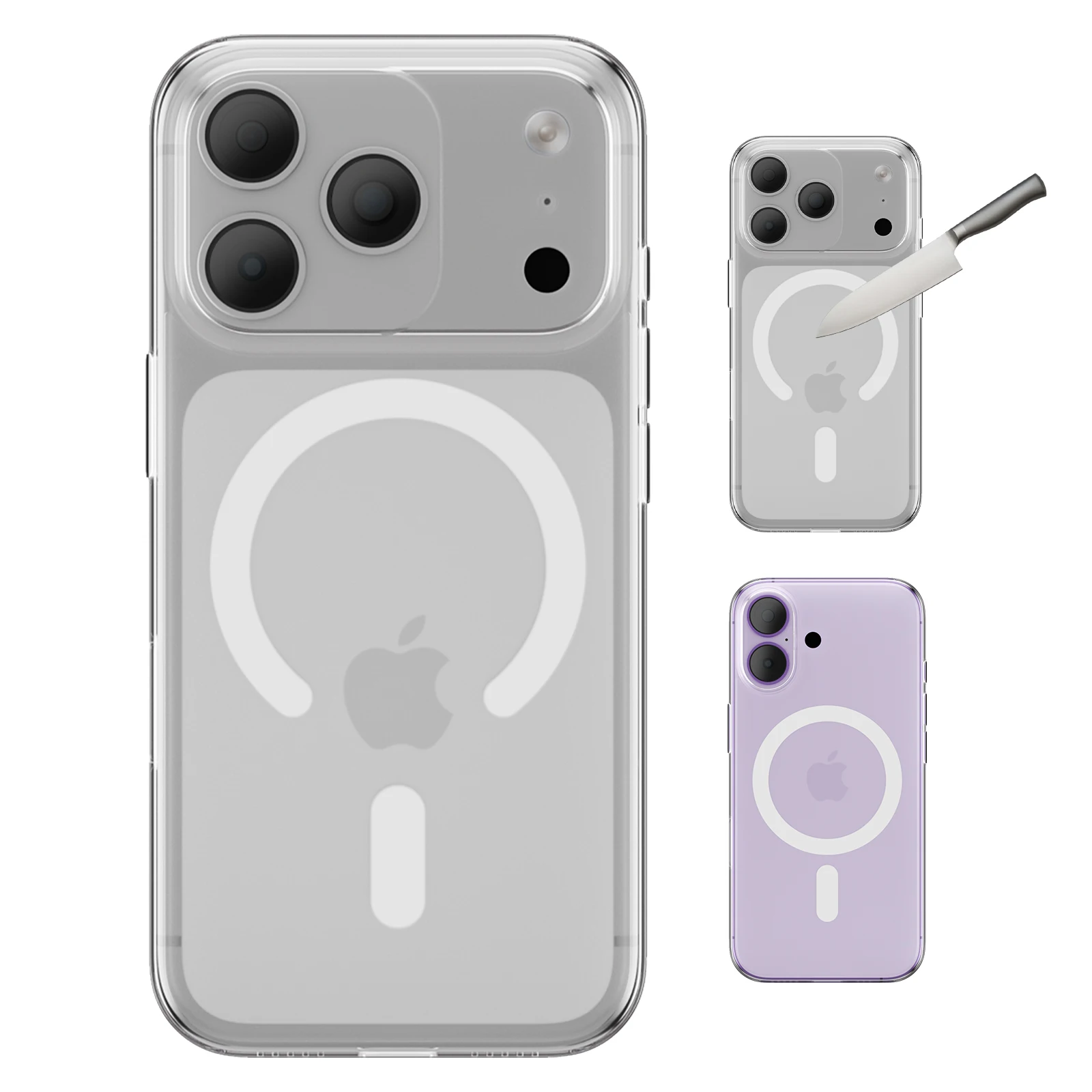 

Genuine Military-grade Ultra-thin Explosion-proof Glass Transparent Magsafe Case for iPhone 17 Pro Max & 17Pro Anti-yellow Shell