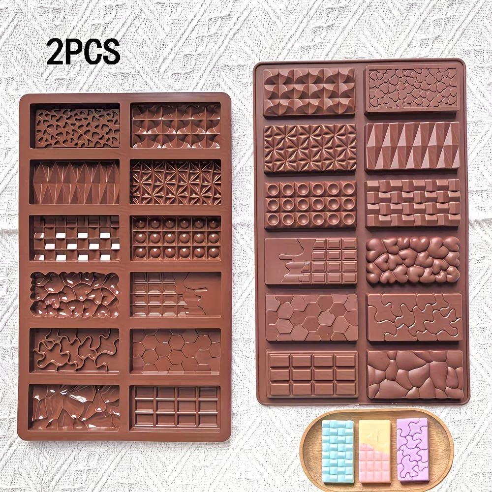12-in-One Dubai Chocolate Mold Bars - Almond Chocolate Bars, Silicone Mold for Baking, Detachable Candy Mold for Cake Decoration view 2