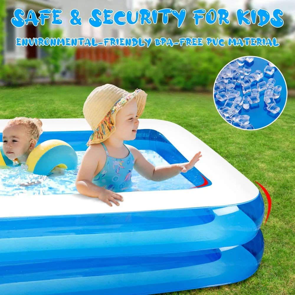 Inflatable Swimming Pool 2m/2.6m/ 3.05m Adults Kids Pools Bathing Tub Summer Outdoor Indoor Bathtub Water Pool Family Party Toy