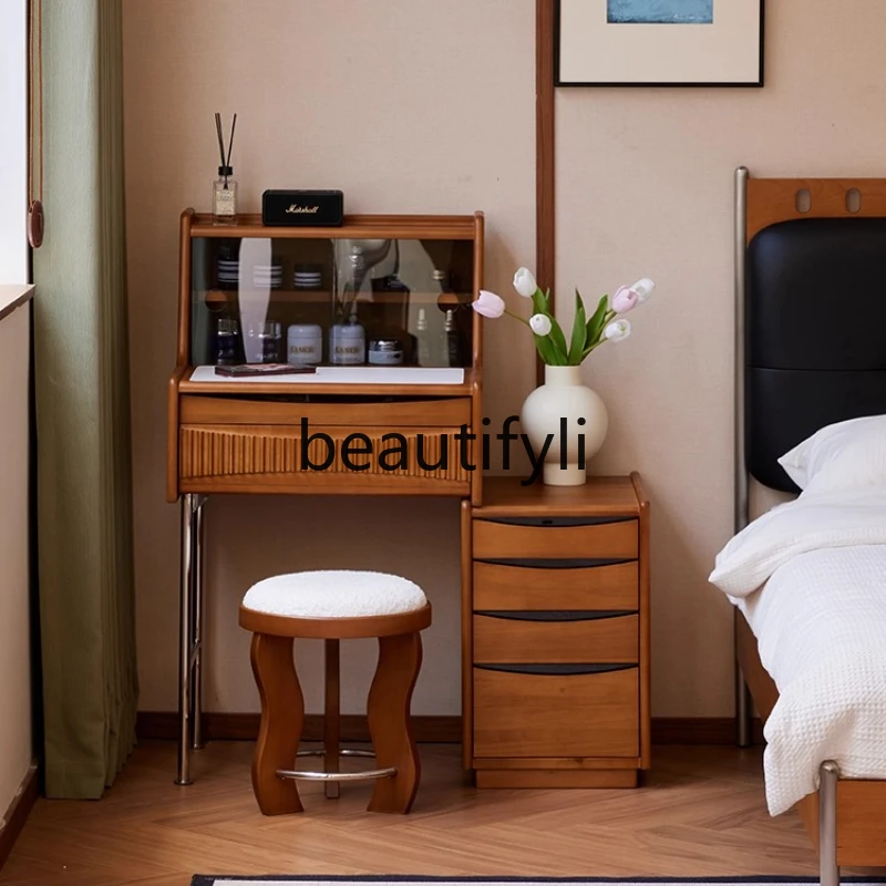 

Vintage Extendable Dressing Table Small Apartment Makeup Table Nordic Bedroom Bedside Storage Dressing Table