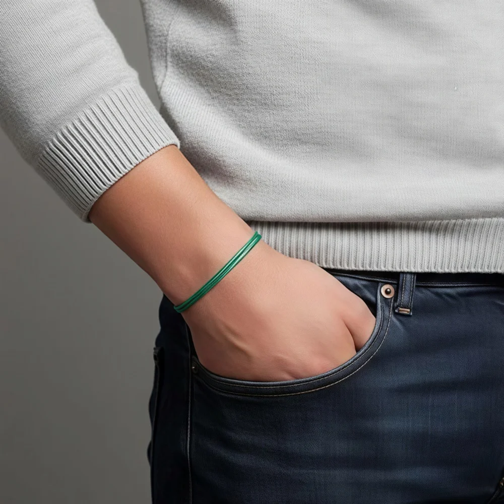 Vintage handgefertigtes geflochtenes Wachsseil-Armband, einfaches, verstellbares, farbiges Herrenarmband, modisches Schmuckzubehör – Detail 3