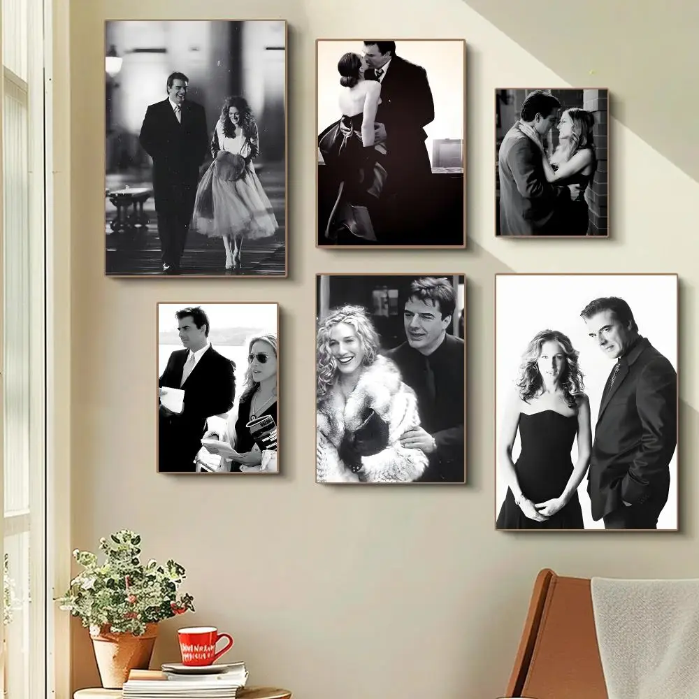 S-Sex And The City Carrie And Mr Big Poster Self-adhesive Advanced Aesthetic Printing Paper Wall Art For Living Room Home Decor
