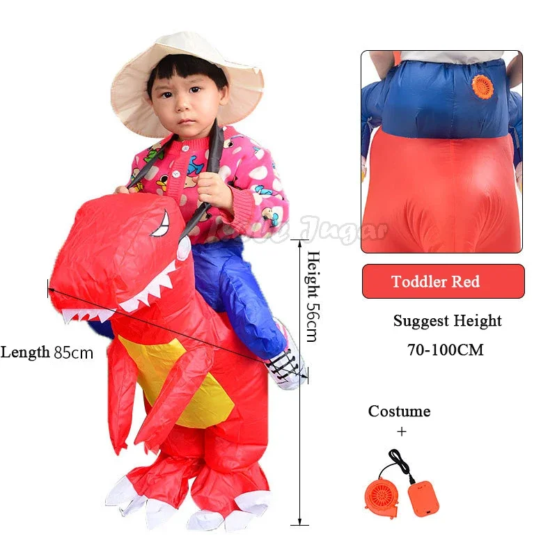 Red Green Dinosaur Inflatable Costume Cartoon Anime Dress Suit Purim Performance Halloween Party Cosplay Costumes for Kids Adult