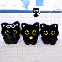 Cute Cartoon Plush Black Cat Keychain Pendant Fashion Funny Car Keyring Novelty Creative Backpack Decoration Accessories Gifts